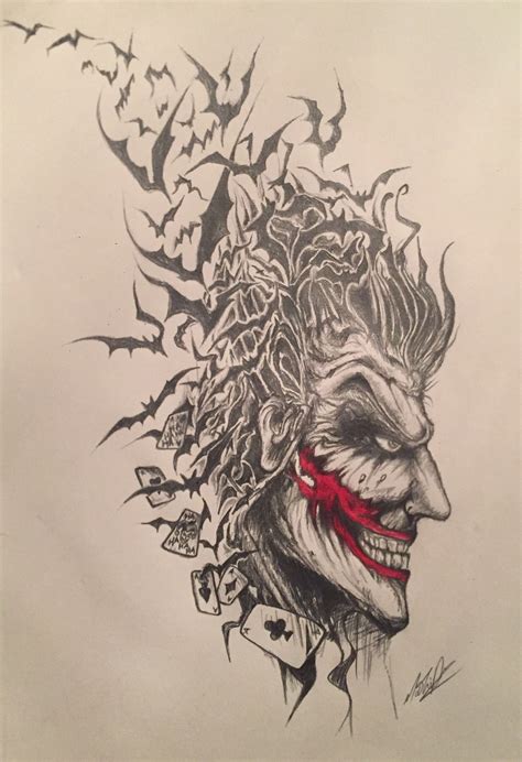 batman joker tattoo|sketch joker tattoo drawing.